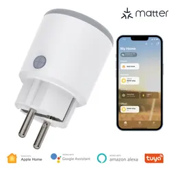 Matter Smart WiFi Plug Apple Homekit gniazdko Adapter 16A Monitoring zasilania działa z aplikacją Alexa hej Google Siri Smart Life