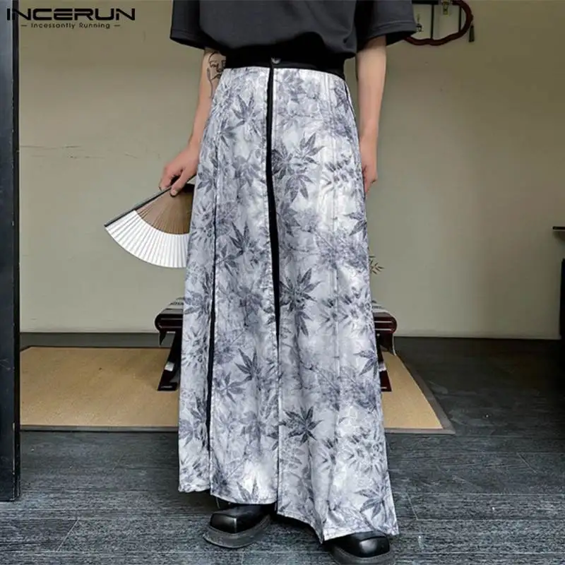 

INCERUN 2024 Korean Style Trousers New Men's Printed Multi Piece Pantalons Stylish Streetwear Personality Hot Selling Pant S-5XL