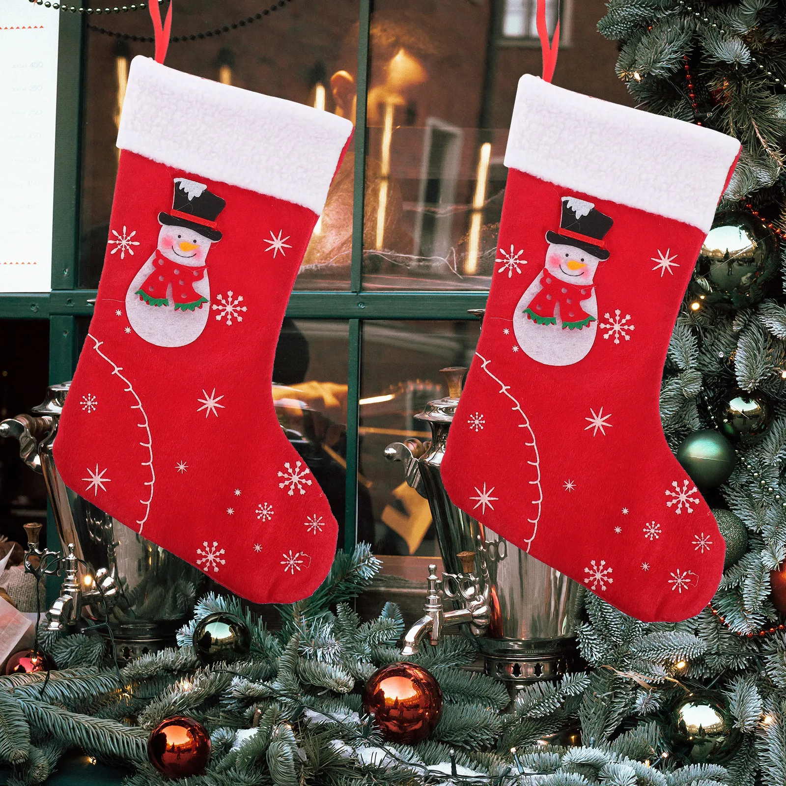 

2Pcs Xmas Stocking Hanging Decor Sock Candy Bag Tree Ornament Party Adornment Christmas Stockings Xmas Hanging Socks