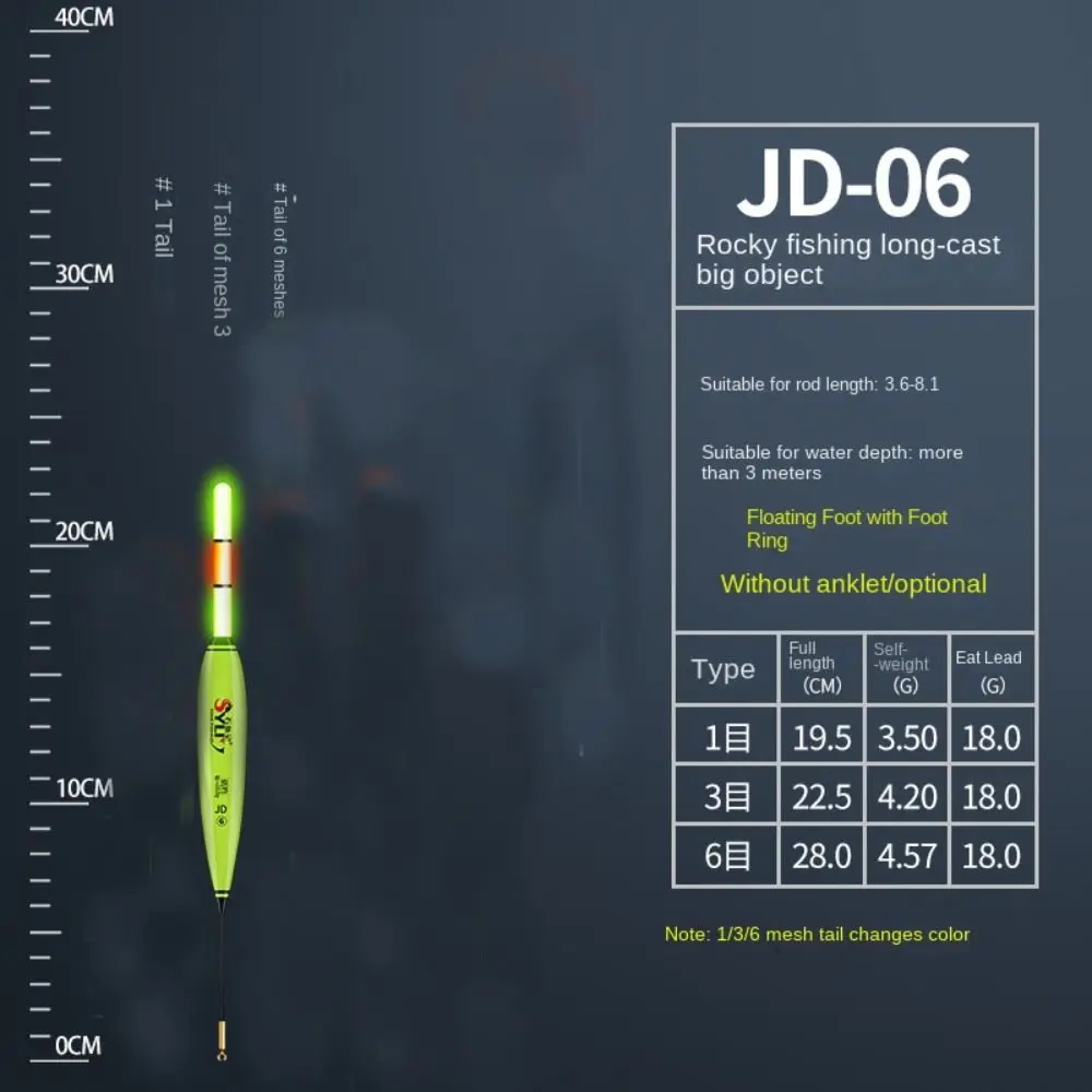 

Hot. 3 Lights Electronic Fishing float Slip Drift Tube Indicator Light Float Buoy Strike Eye-catching Bobbers Long Tail
