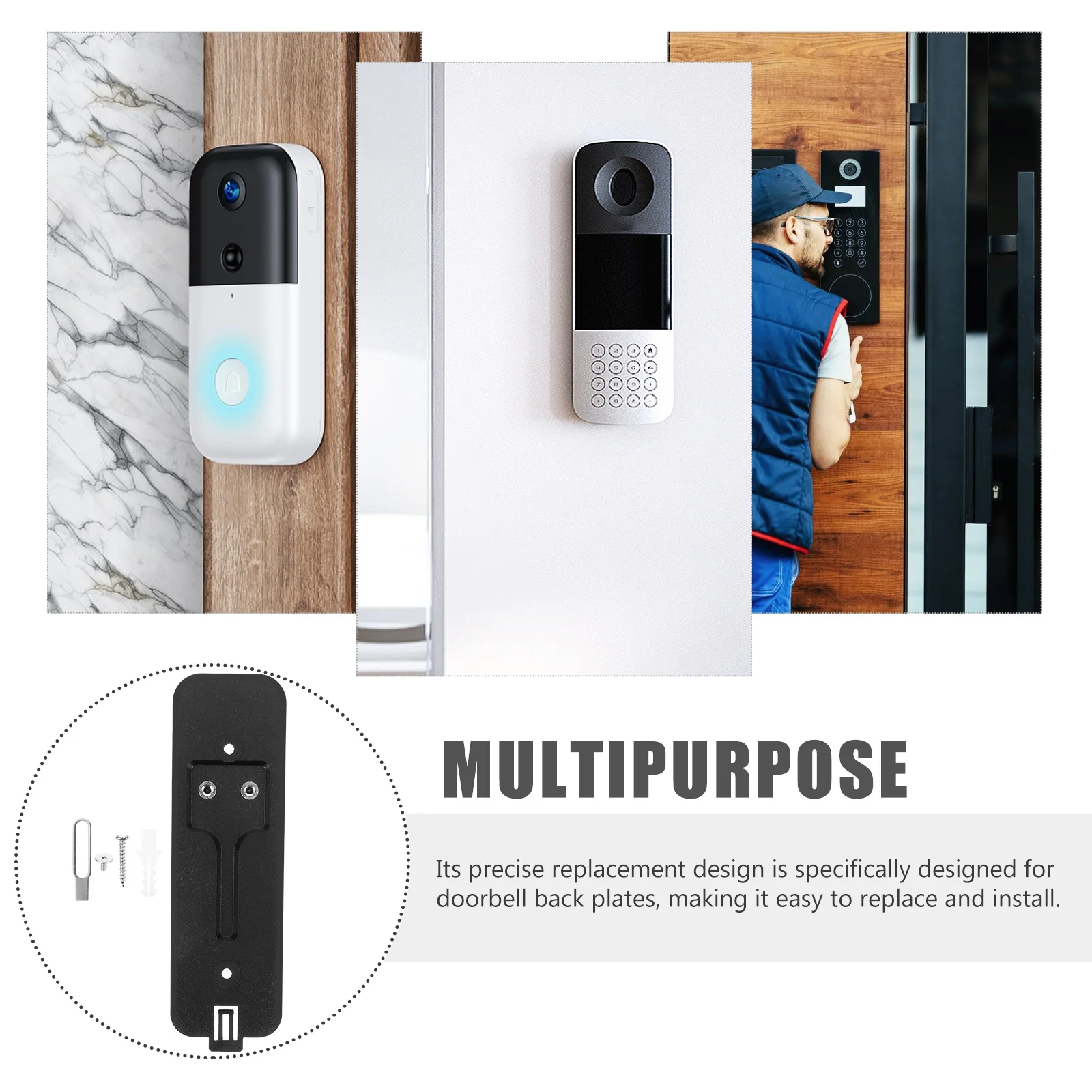 Long-Lasting Doorbell Back Plate Fine Workmanship Anti-Theft Easy Installation Decorative Video Doorbell Mount