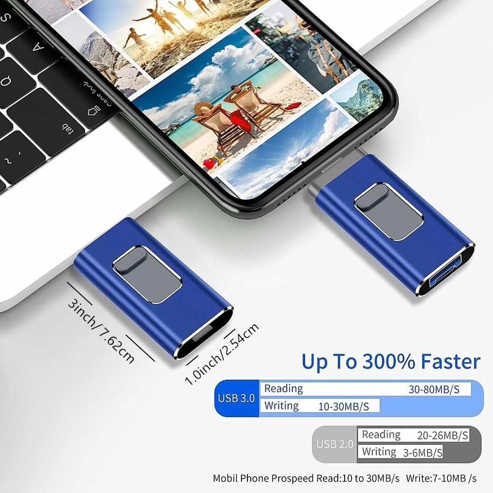 2TB For iPhone 8 Plus 11 12 ipad Pen drive stick Dual purpose mobile OTG Micro USB Flash Drive 512GB 128GB 256GB 1T PENDRIVE 3.0