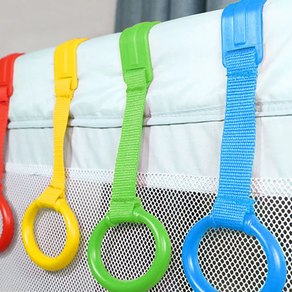 4pcs set Wide Application Baby Crib Pull Rings Made With Plastic And Braided Belt Sturdy And Durable AssortedColor