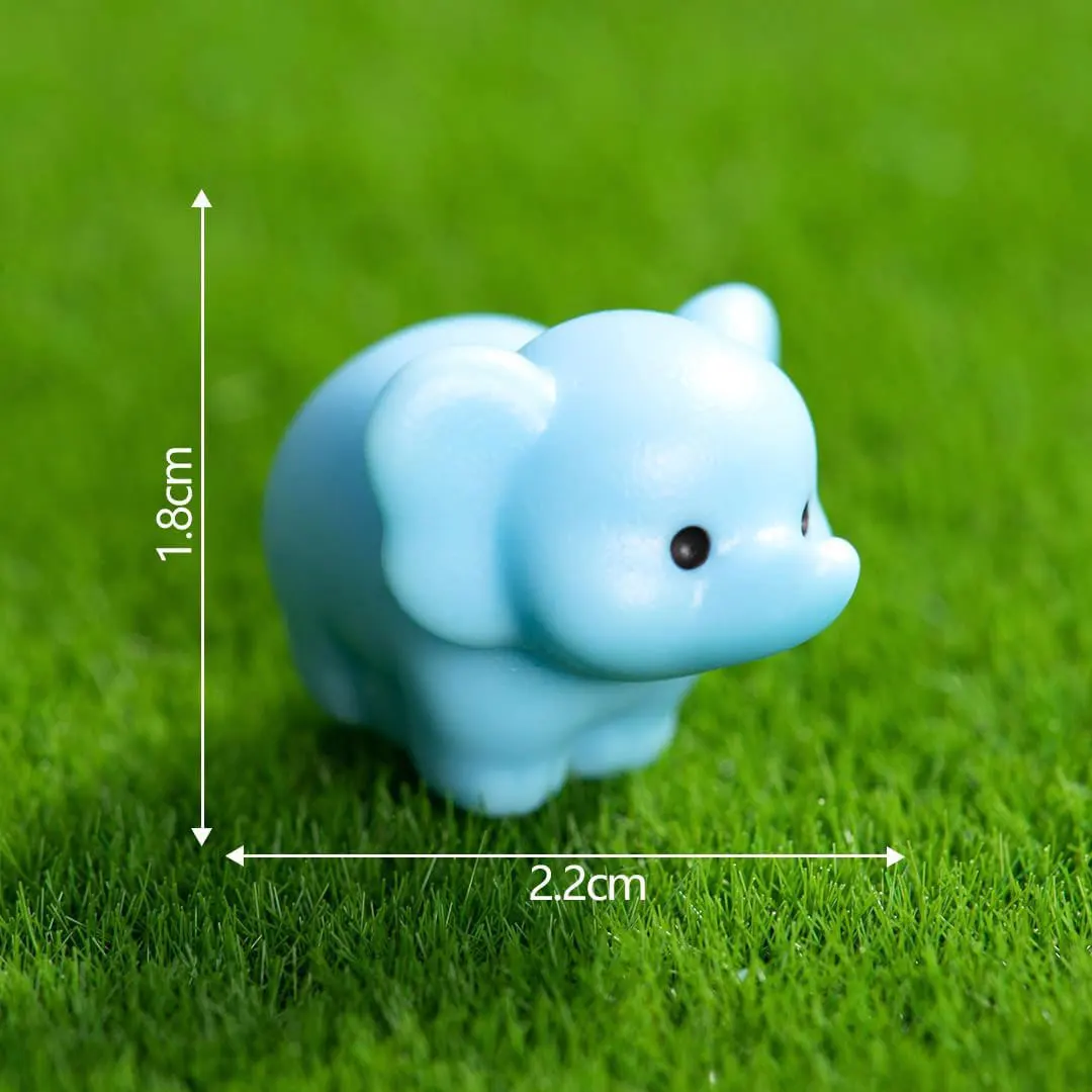 5/10 Pieces Mini Blue Elephant Animals Miniature for Figurines Fairy Garden Accessories for DIY Home Decor