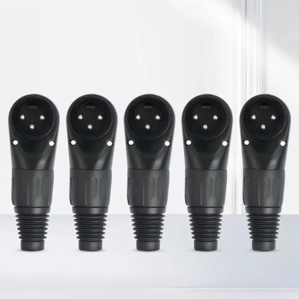 Durable Black Audio Cable Connector for XLR Microphone DMX512 DIY Cables Thickened Zinc Alloy Shell Copper Nickel Plated