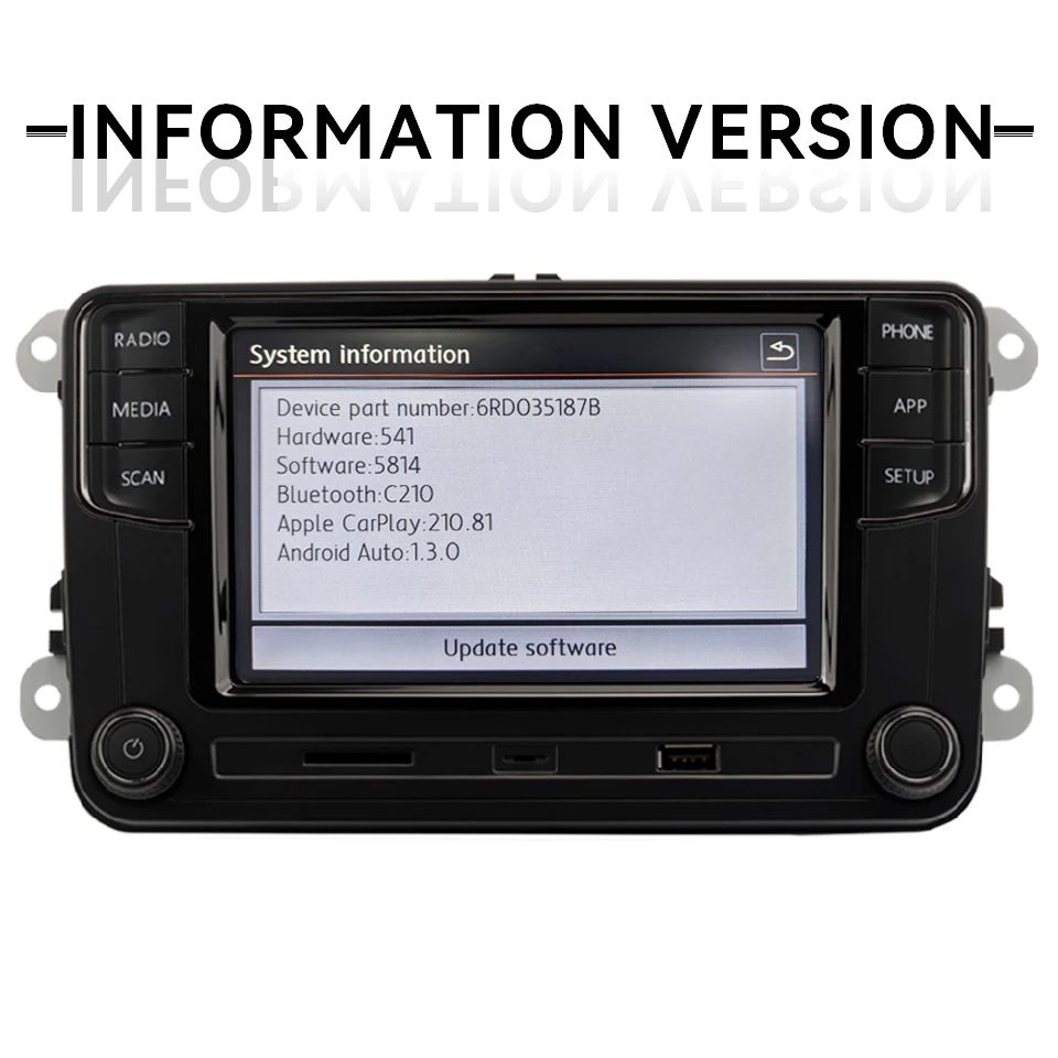 راديو سيارة RCD440PRO Carplay لسيارة VW PQ Passat B5 B6 Golf MK5 MK6 Jetta 5 6 CC POLO Noname Android Auto Bluetooth MIB الوسائط المتعددة