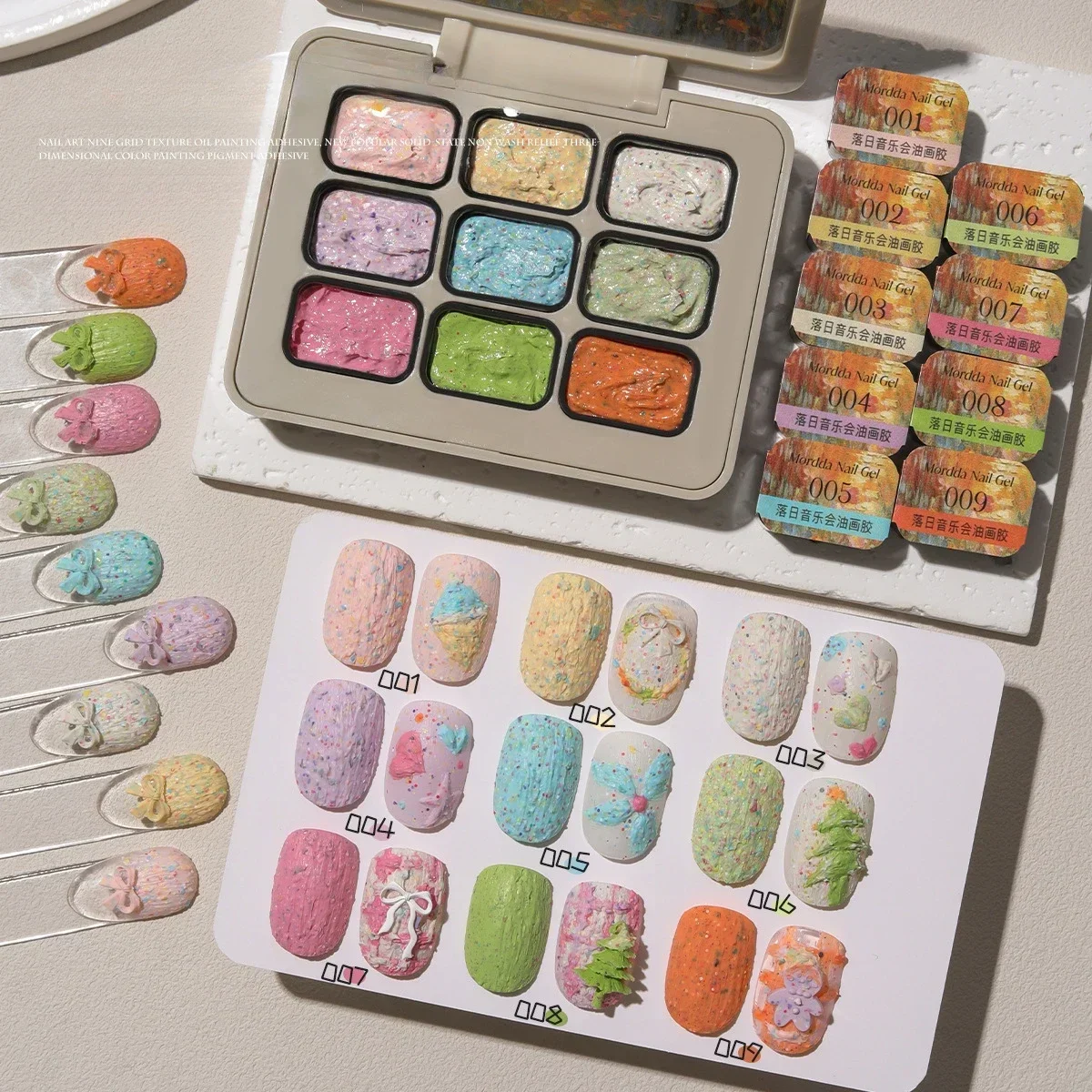 9 couleurs Sculpture peinture à l'huile tremper Gel ongles modélisation Gel Sculpture ongles Texture colle solide 3D Sculpture créative bricolage Gel