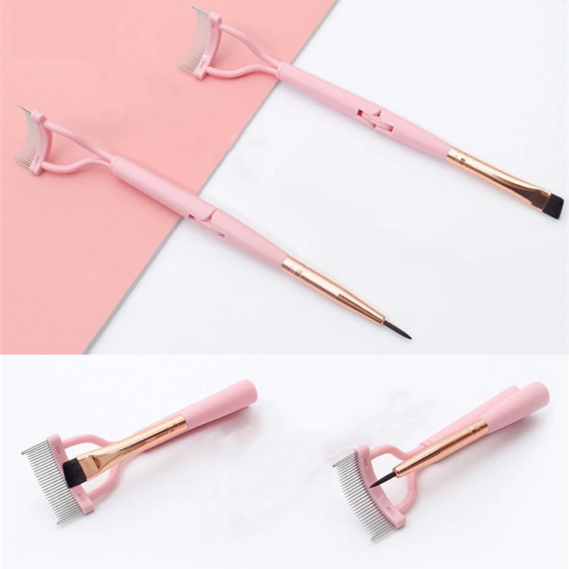 Double Head Eyelash Curler, Dobrável Lash Separator, Beauty Makeup Tool, Cosmetic Metal Curl, Mascara Brush, D3X6