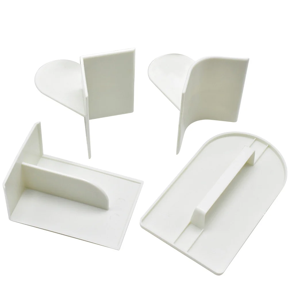 4 قطعة كعكة فندان أكثر سلاسة مجموعة البلاستيك الأبيض كعكة سطح الزاوية أكثر سلاسة الكوع الزاوية اليمنى الخبز أداة زخرفة فندان #5