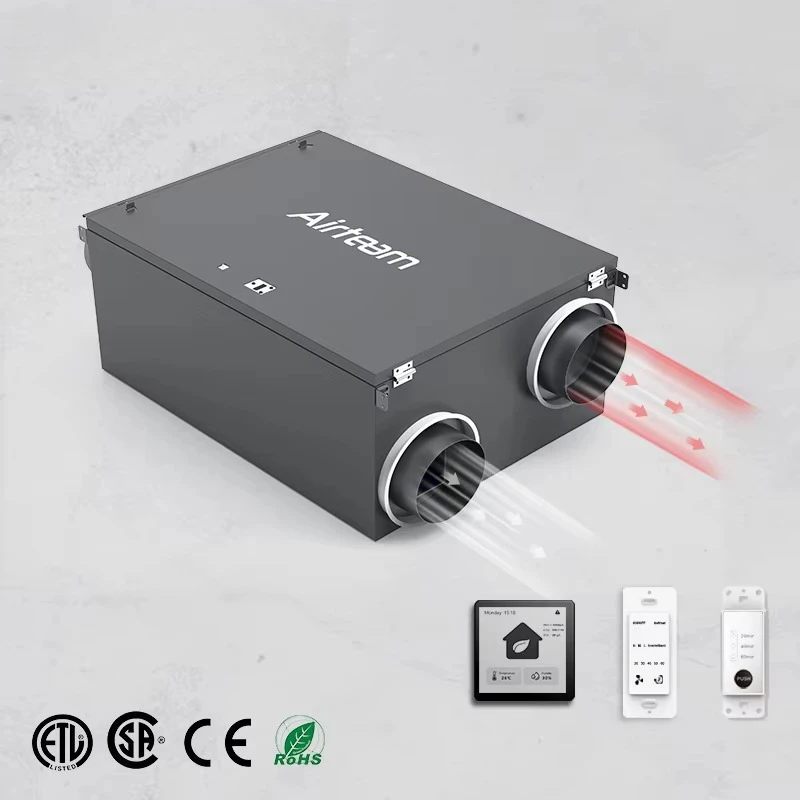 Ahu Air Handling Unit Hrv ERV Ventilation System Flexible Duct Recuperator Ventilator MVHR With Heat Recovery Filters