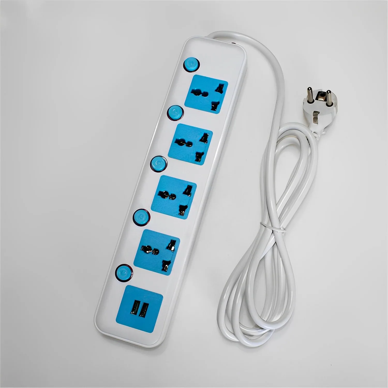 Extension cable electric three-way multi-plug socket with USB plug and socket