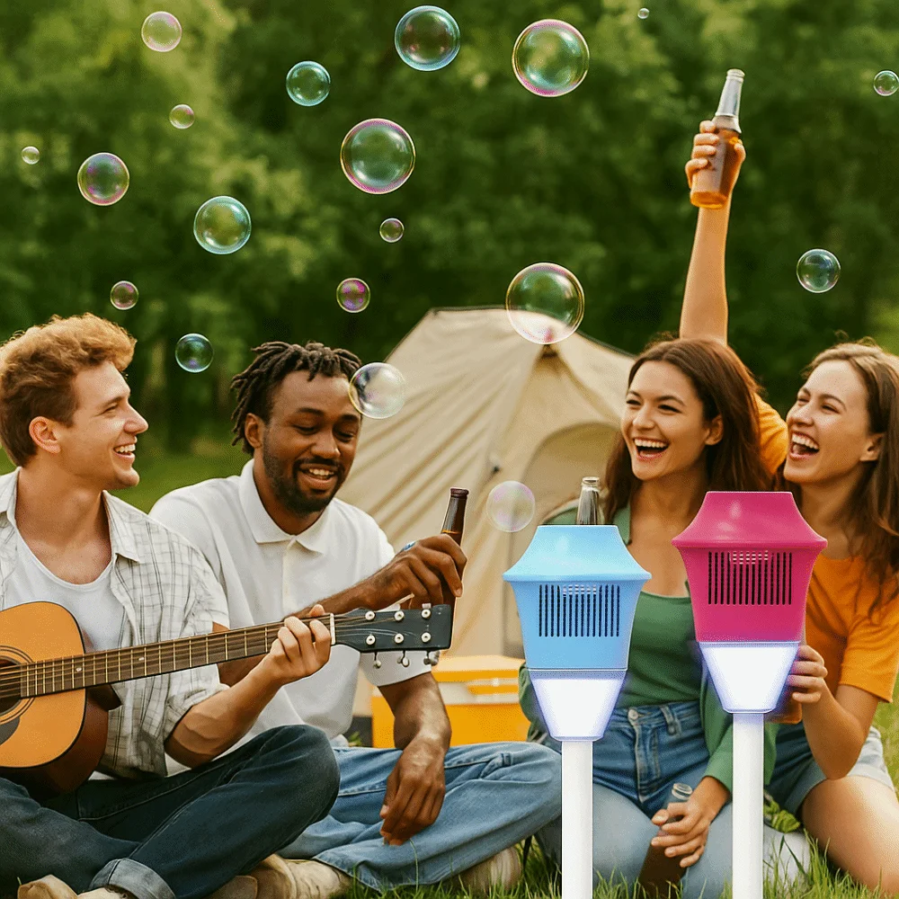 صانع الفقاعات العمودية آلة فقاعات الوقوف الأوتوماتيكية بالكامل مع الضوء والموسيقى آلة فقاعة ضوء الشارع للأطفال صابون الفقاعات