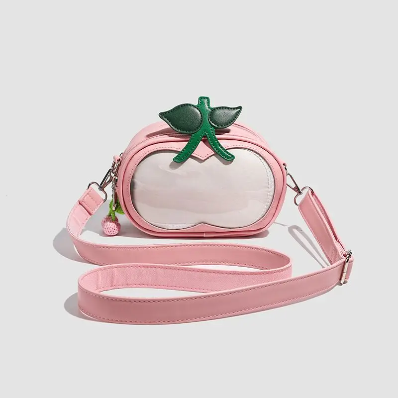 Red Pink Green Cherry Cute PU Leather Large Capacity Shape Clear Crossbody Bag Handbag Mini Shoulder Phone Purse For Women Girls