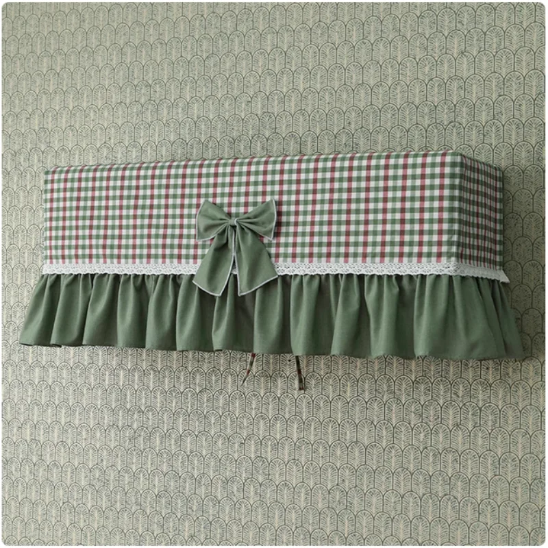 

Hang-mounted Air Conditioner Cover With Plaid Flower Design Cotton Fabric, Remove When Turning On T23