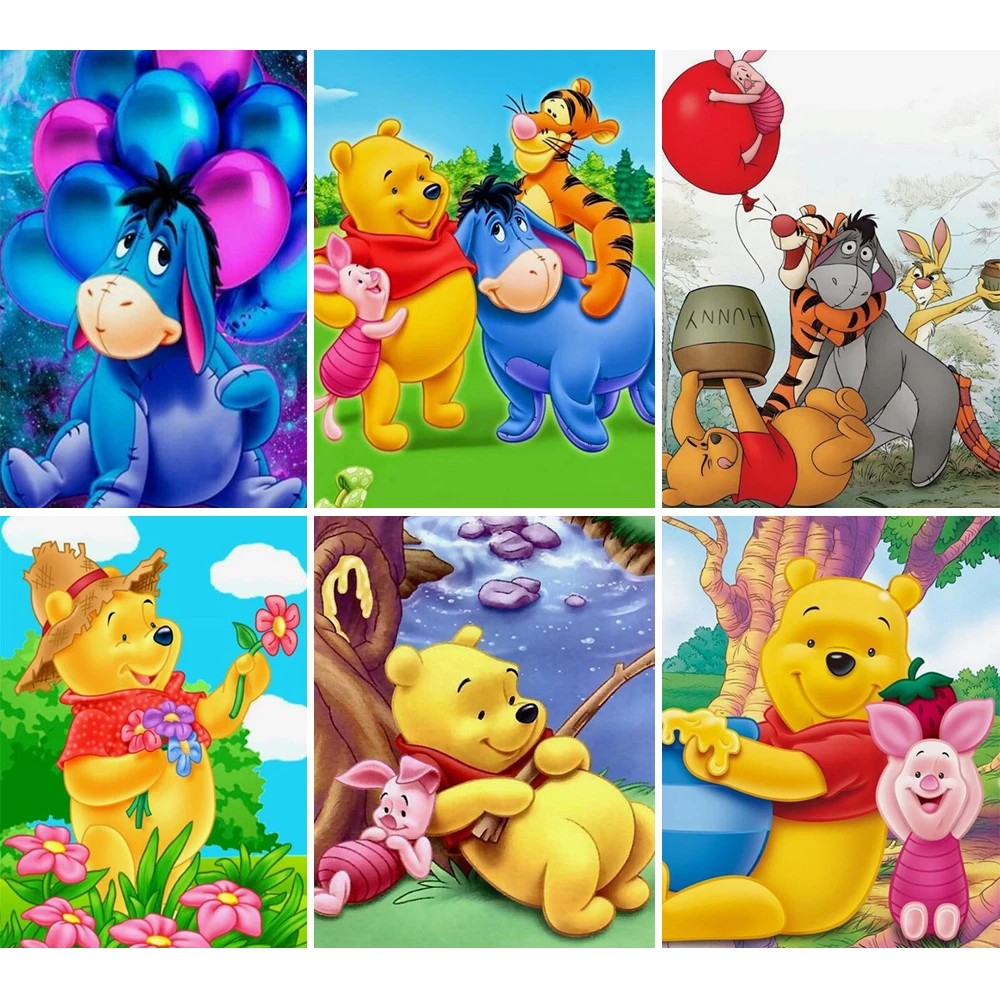 Winnie The Pooh Diamond Painting 5D Disney Diamond Mosaic Cartoon Animal Bear Rhinestone Picture Full Drill DIY Home Decor