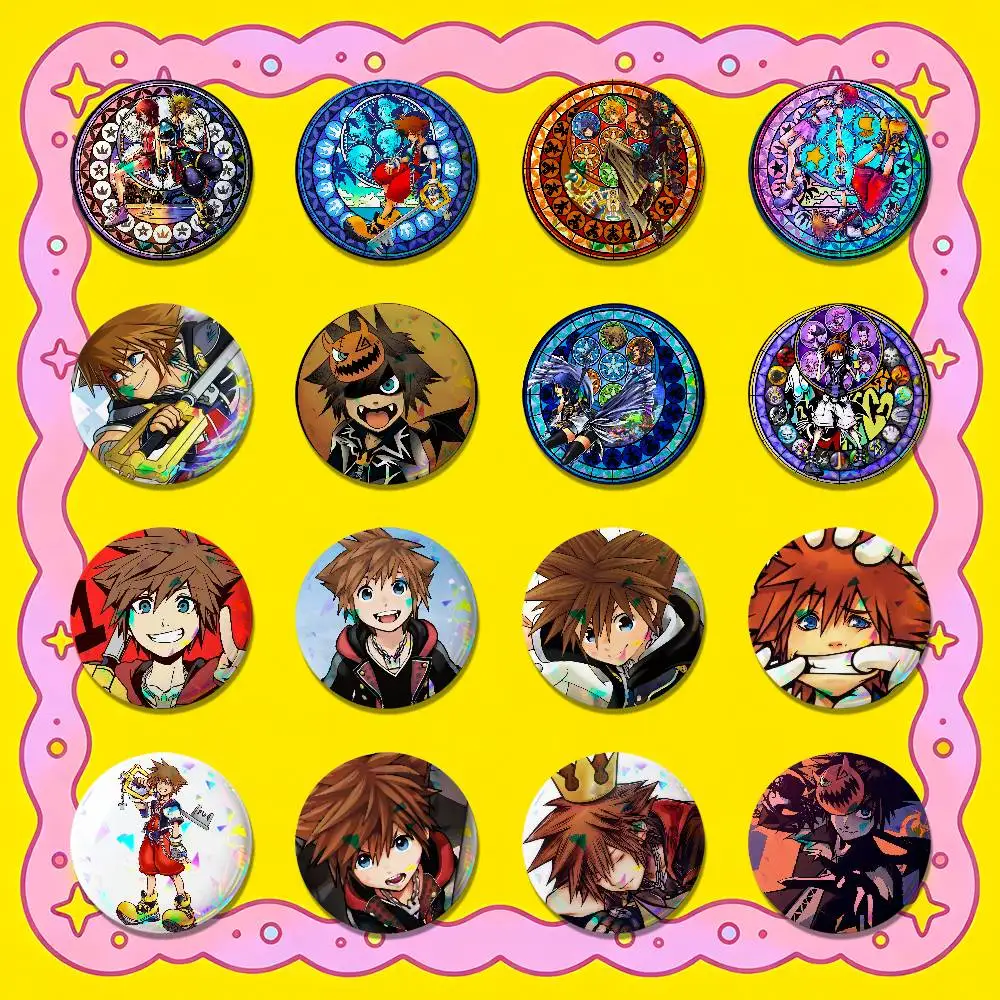 For Terra Sora Kingdom Hearts Badge Cover Pin Case Custom Emblem Insignia Brooch Button Laser 44mm 32mm