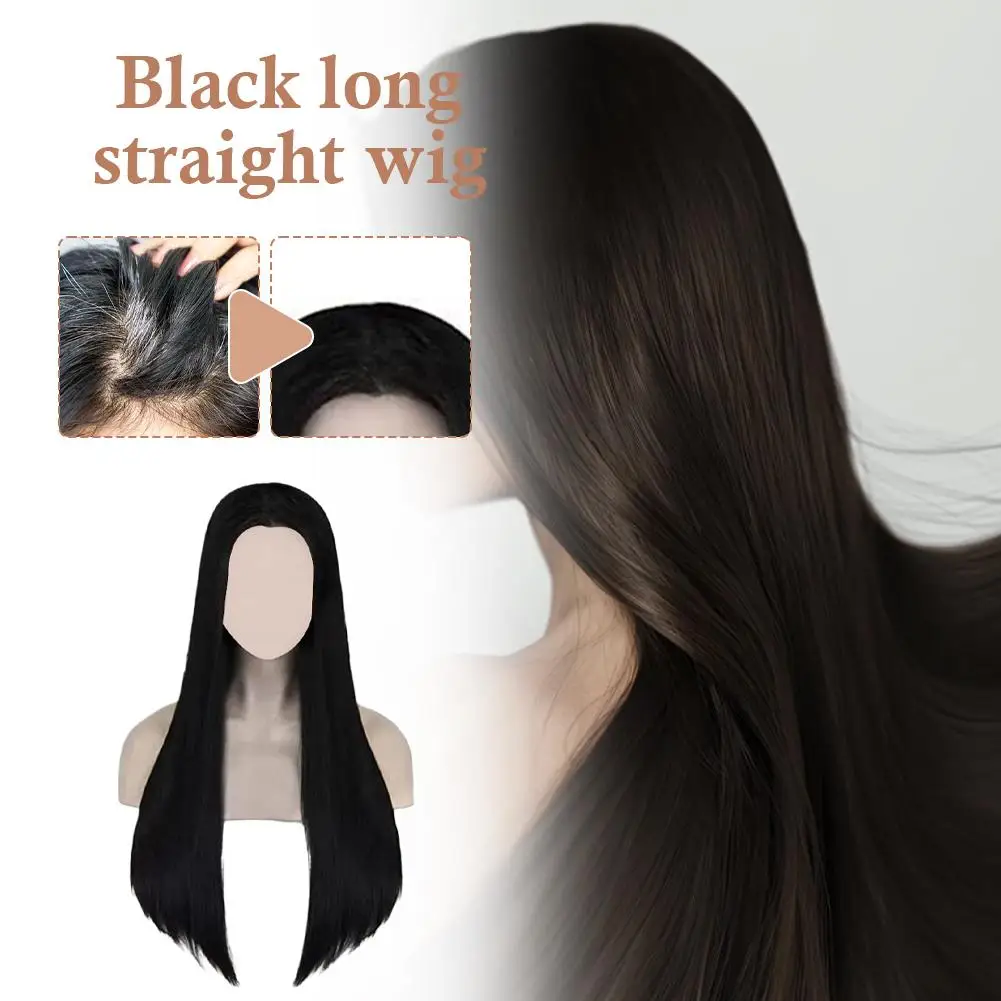 

Black Wig 100CM/40 Inches Long Synthetic Wigs Heat Resistant Halloween Carnival Costume Cosplay Straight Hair