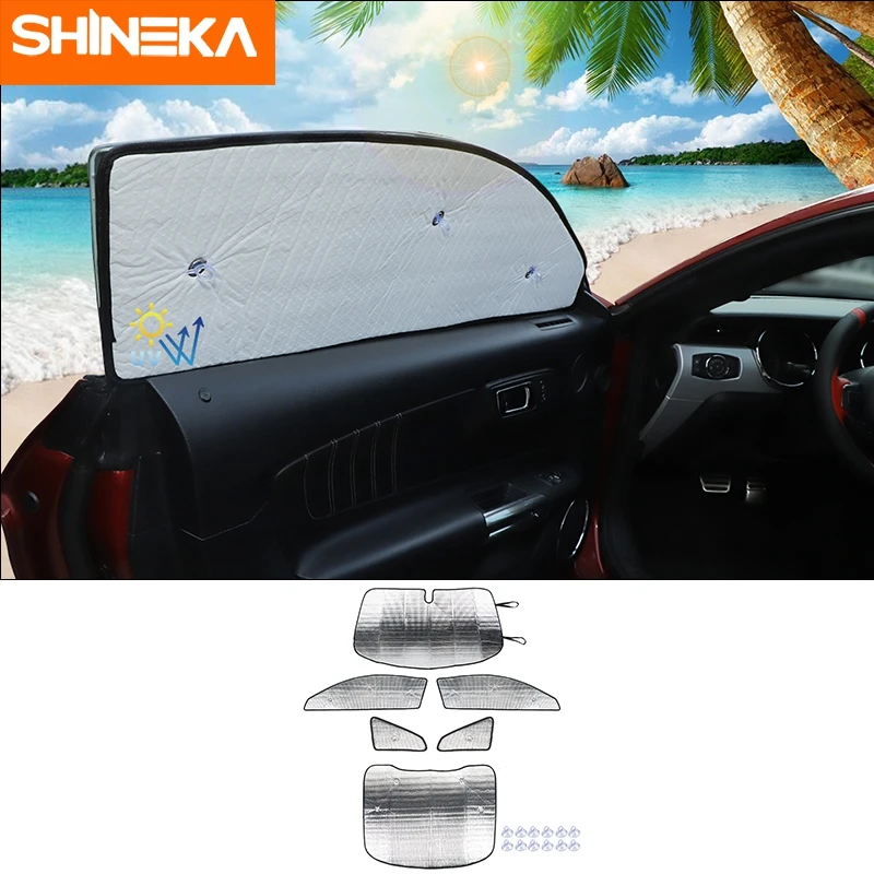 

SHINEKA Car Curtain Windshield Window Sunshade Visors Cover Sun Shade UV Protector Accessories For Ford Mustang 2015-2023 Up