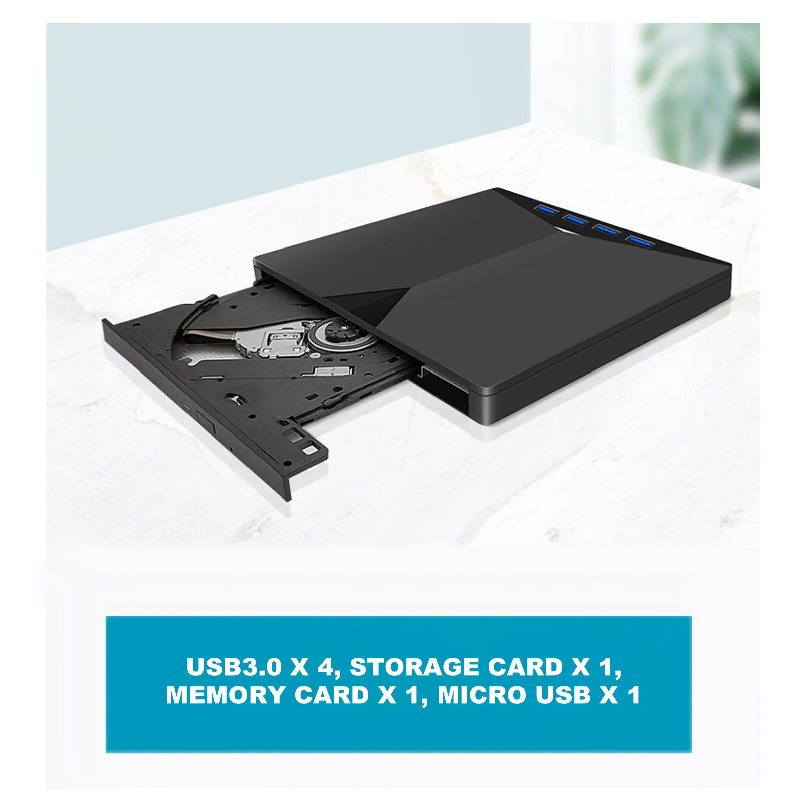 External Optical Drive Portable 7 in 1 CD DVD Player Storage Card Reader USB3.0 High Speed Data  Type C for Laptop