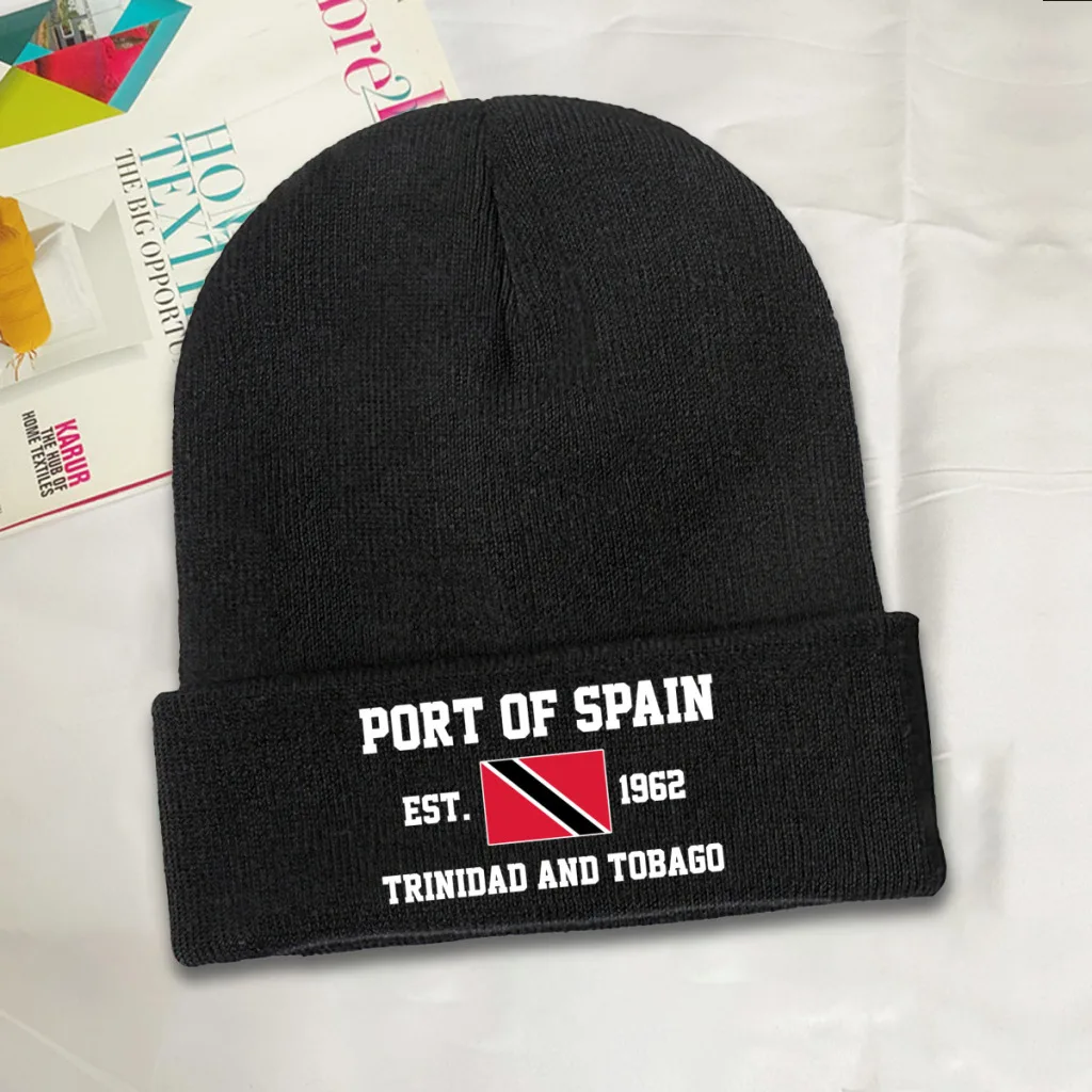 Trinidad and Tobago EST.1962 Port of Spain Capital Men Women Unisex Knitted Hat Winter Autumn Print Beanie Cap Warm Bonnet