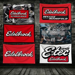 3x5 Ft Racing Car Edelbrocks Flag Polyester Digital Printing Banner for Garage Wall Art Out Door Decoration With Brass Grommets