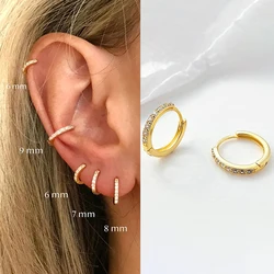 1 para moda minimalne kolczyki koła kryształowa cyrkonia małe Huggie cienkie obręcze chrząstka Helix Tragus kolczyk Piercing biżuteria