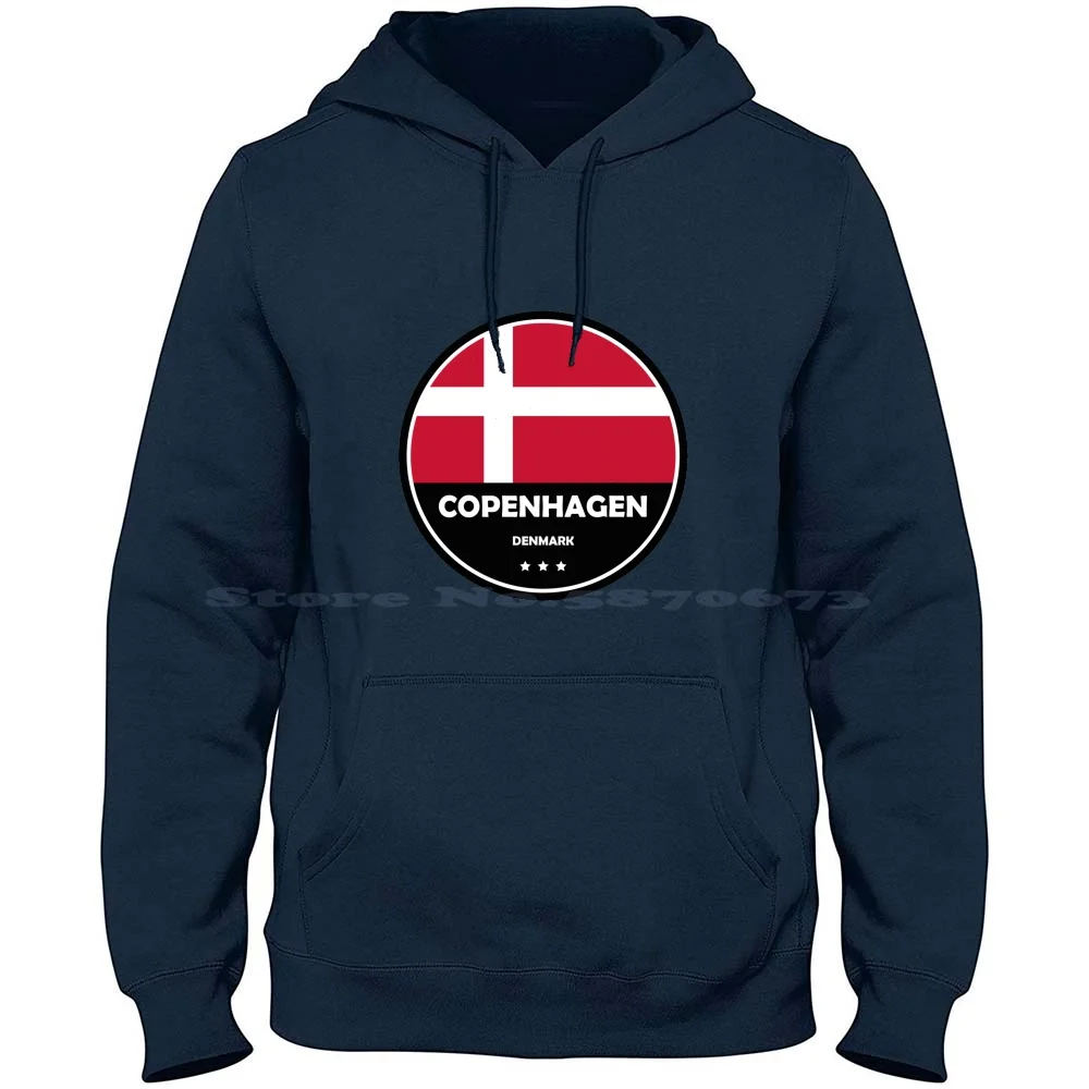 Copenhagen Circle With Denmark's Flag Minimalistic & Classic 100% Cotton Hoodie Flag Denmark Copenhagen Minimalistic Made