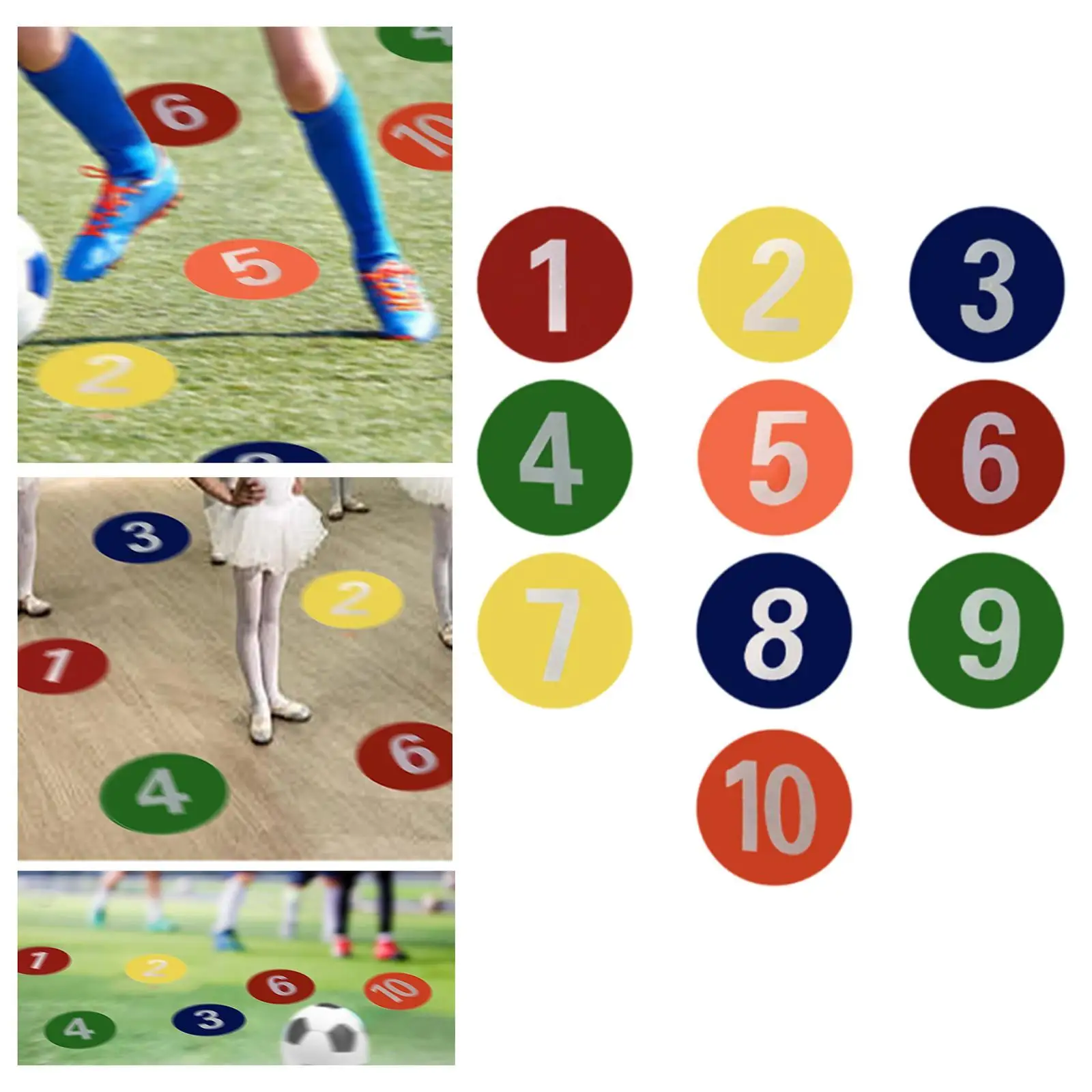 10Pcs Numbered Spot Markers Practice Gym Floor Colorful Anti Slip Landmark Mat for Kids Drills Court Floor Activities Exercise