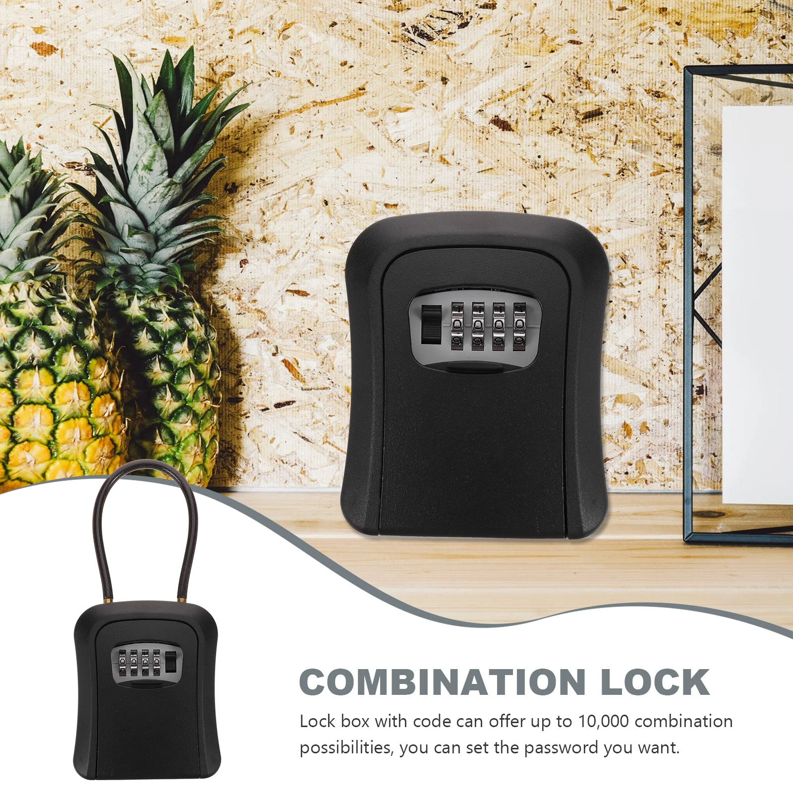 Wall Mount Outdoor 4- Combination House Keys Security Code Lock 10000 Password Combinations Sturdy Key Storage For Home