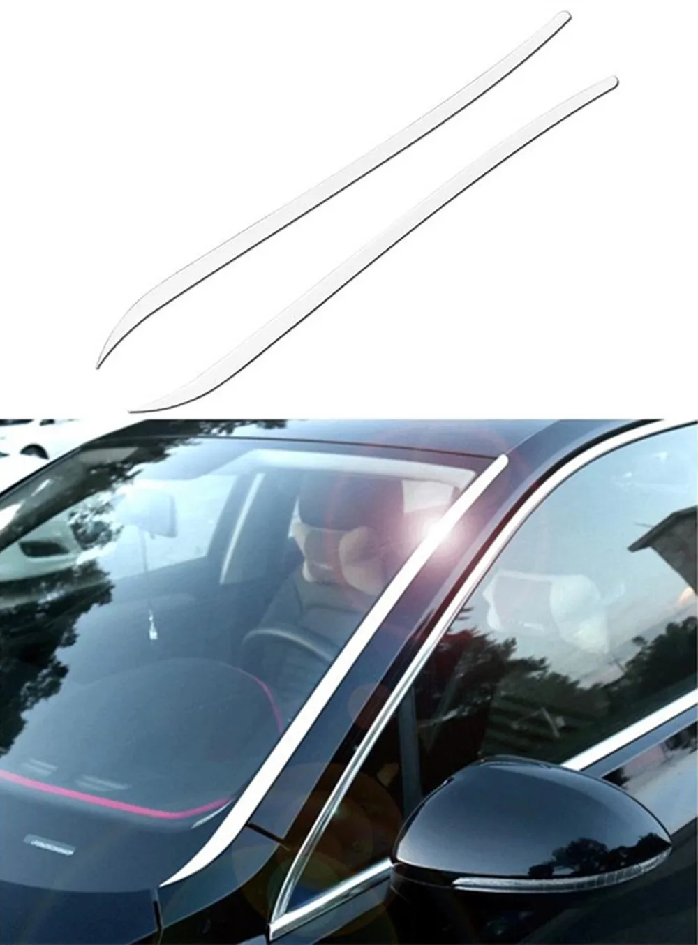 2 Peças/lote Adesivo de Decoração para Acabamento Frontal de Janela em Aço Inoxidável para Carro, para VW Volkswagen Passat B8 Sedan 2017-2023