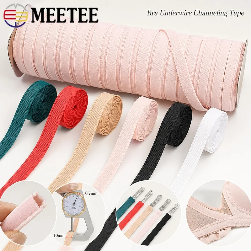 10-30M 10mm Nylon Bra Underwire Channeling Tape Tubular Ribbon Lingerie Corset Construction Reinforcement Repair Sewing Material
