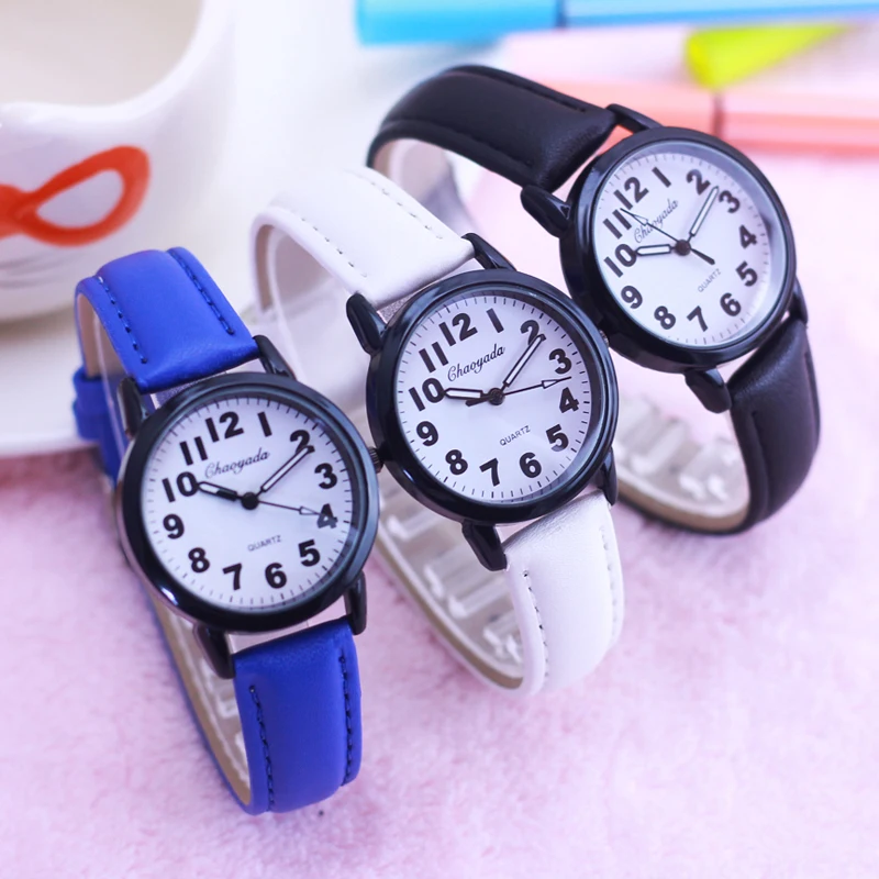 new children boys girls fashion simple digital quartz watches student school supplies Stationery leather birthday gifts watches