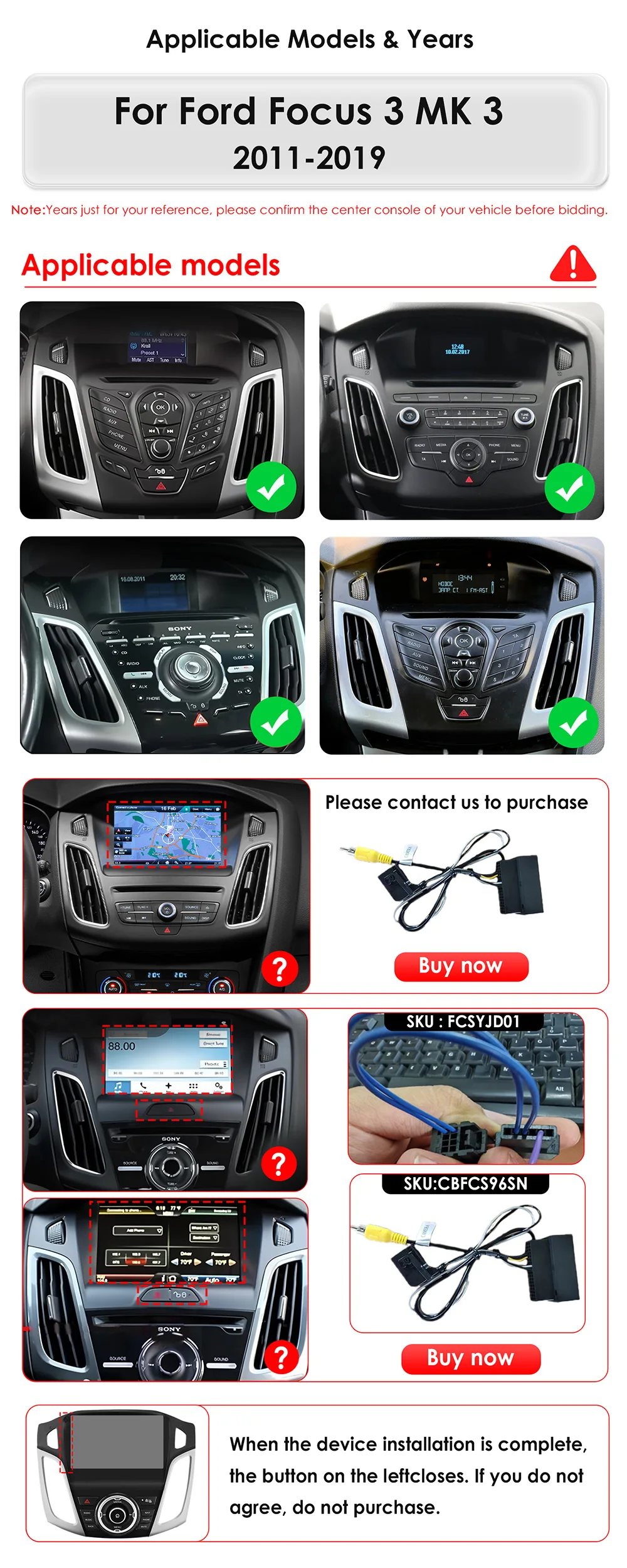 Hizpo 2K Bildschirm Android Auto für Ford Focus 3 Mk 3 2011 - 2019 Auto-Infotainment 3D HD Multimedia-Player Stereo Kabelloses Carplay – Detail 3
