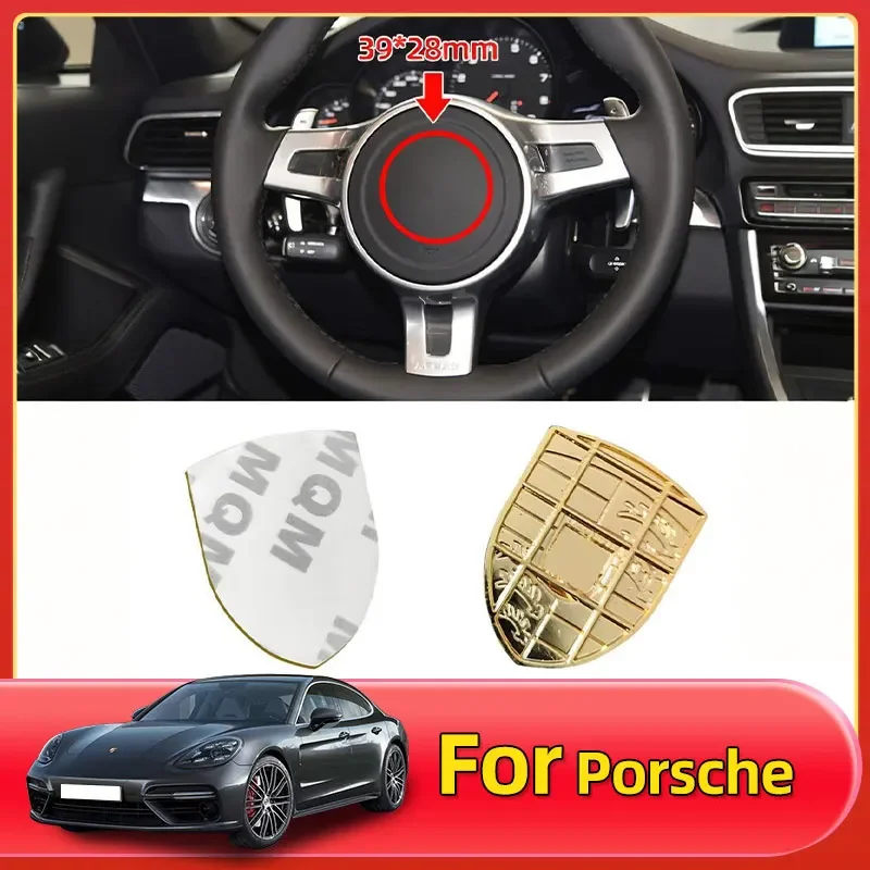 

39mm*28mm 3D Metal Emblem Sticker car steering wheel badge logo for Panamera Cayman Macan Cayenne Boxster Carrera 911 718 4 S