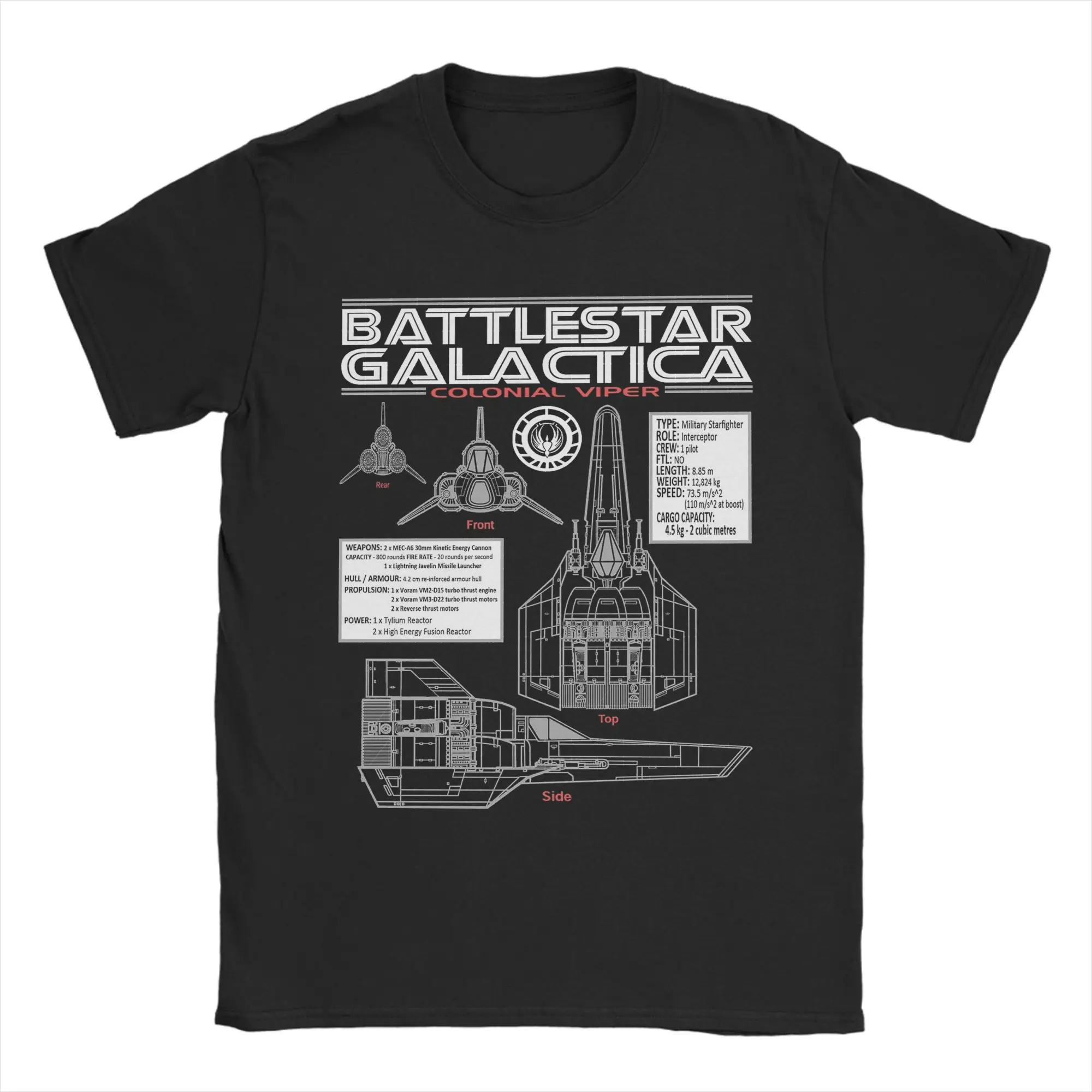 Battlestar Galactica Colonial Viper T-Shirts Men  Funny 100% Cotton Tee Shirt Round Collar Short Sleeve T Shirt Summer Tops