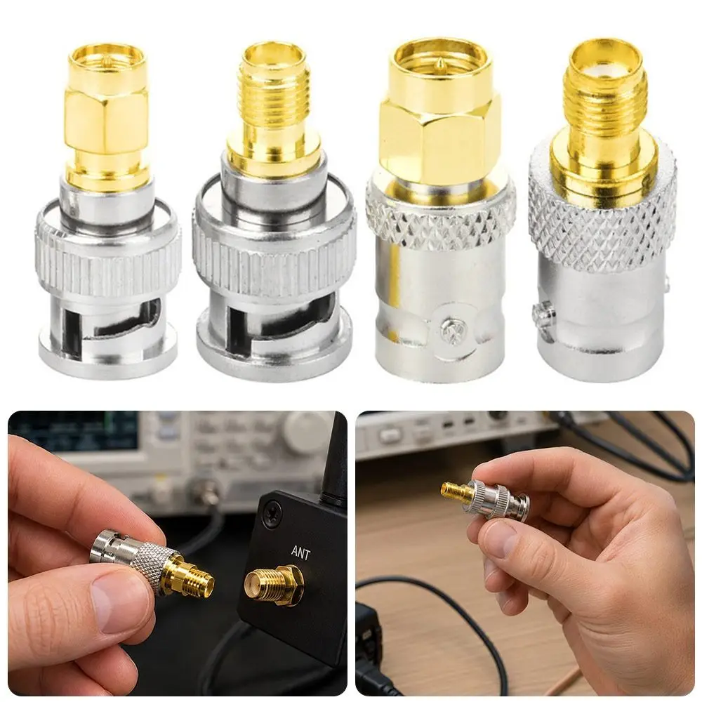 Metal BNC to SMA Adapter Straight Male to Female BNC Male Adapter Bayonet Coupling Threaded Connection SMA Female Adapter