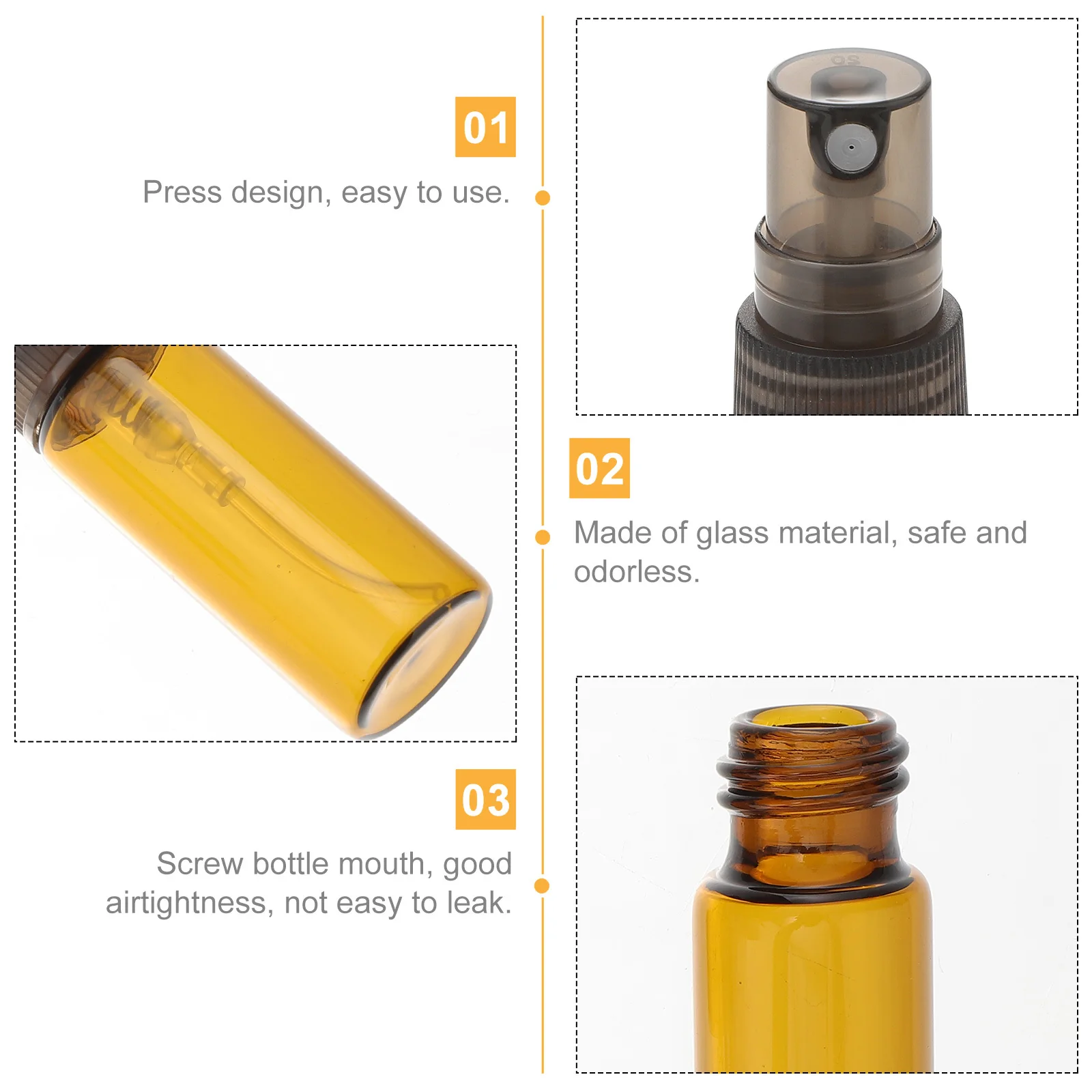 

10Pcs Spray Bottle Glass Mini Compact Leakproof Fine Mist Refillable Empty Container for Perfume Makeup Water Travel Use 5Ml