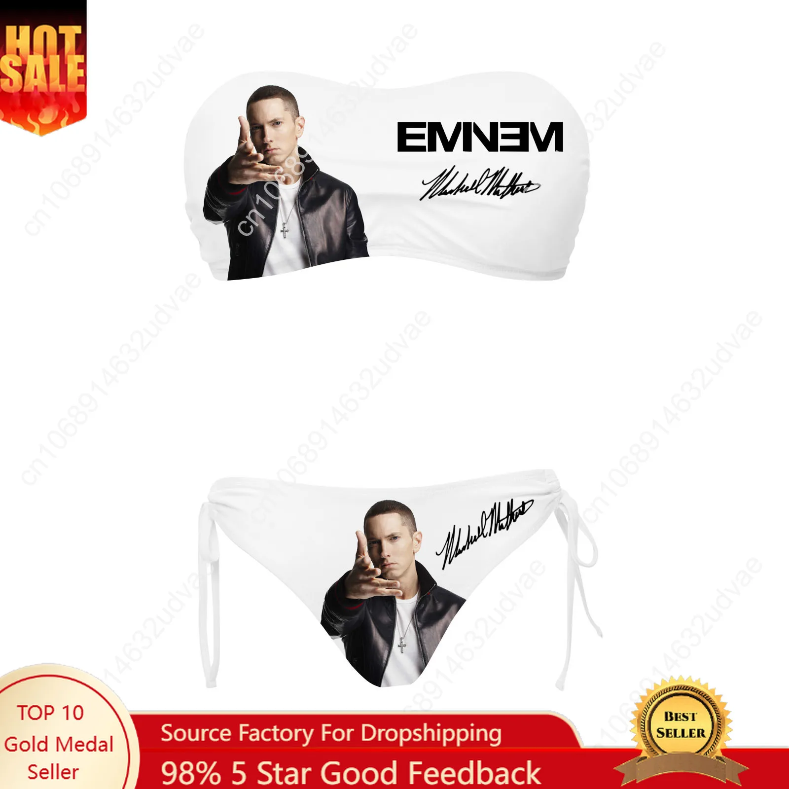 

Eminem Swimsuit Womens Drawstring Two Piece Set Bathing Suits Personalized Swimwear Pool Party Bikini Customize Beachwear