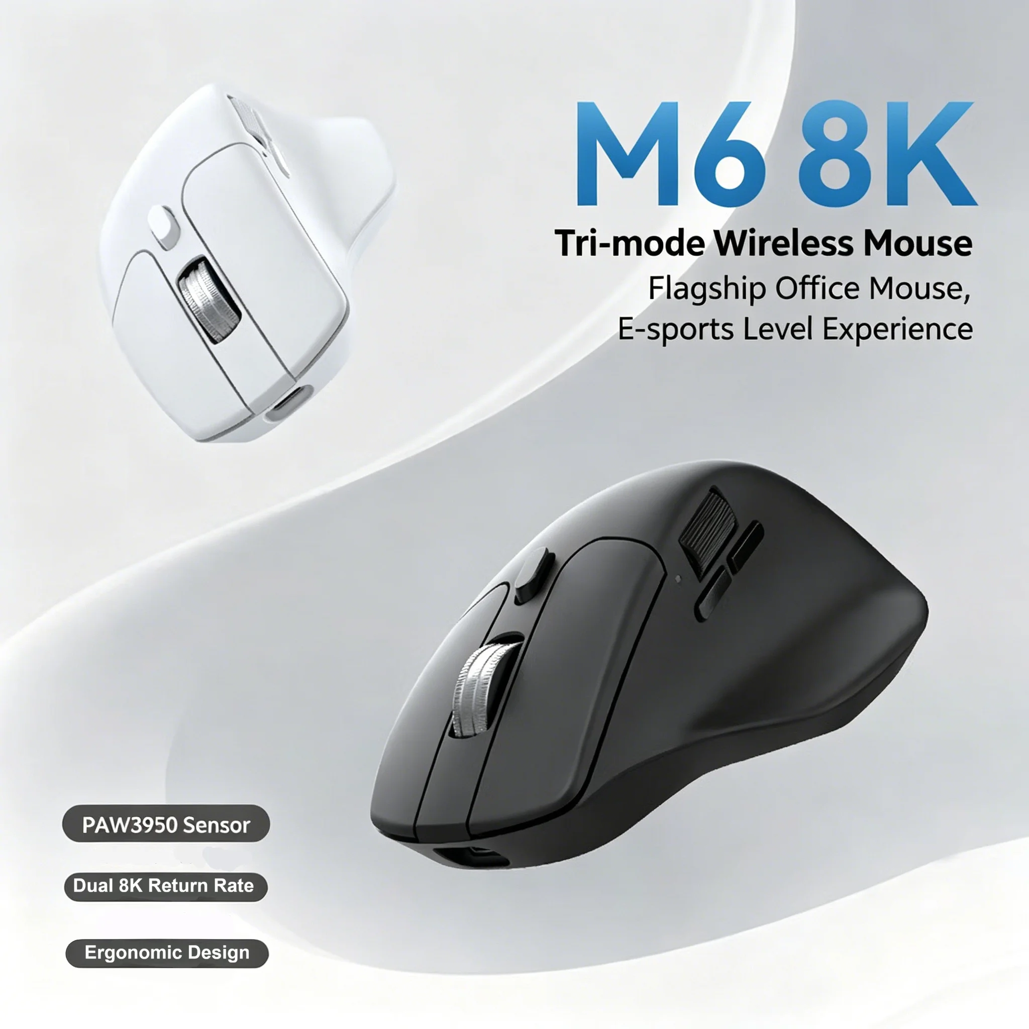 Keychron M6 Wireless Mouse All Silent Micro Switch PAW3950 Sensor 8K Polling Rate Dual Scrolling Modes 78g Lightweight Ergonomic