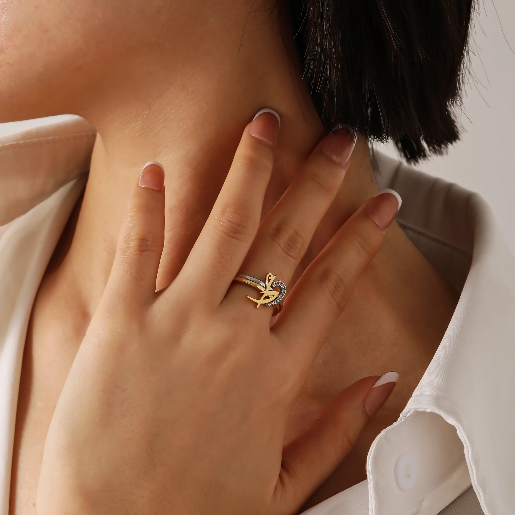 Cincin Ganda Nama Kustom 3D Ci - Initial Ring Custom ulasan dan harga