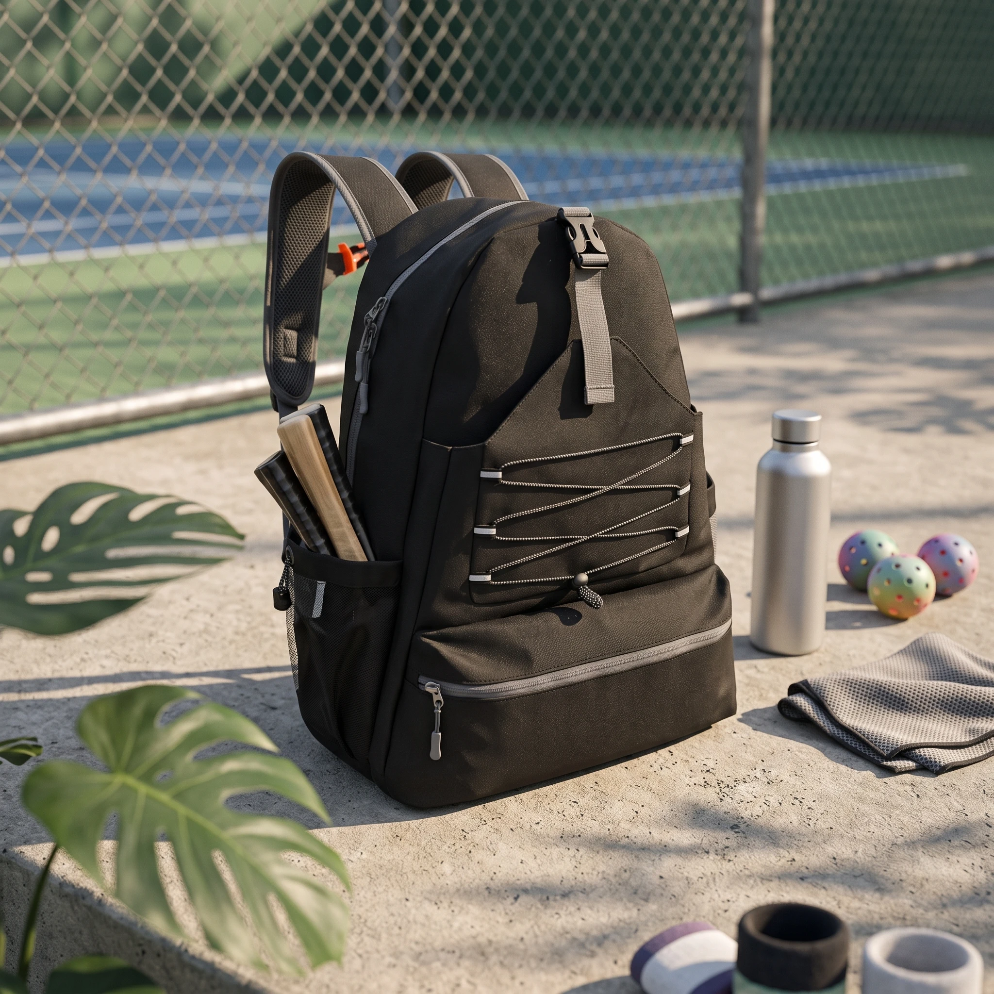 Backpack with Lower Compartment Adjustable Sports Backpack Pickleball Bag Ergonomic Wear-Resistant for Athletes, Outdoor Trips