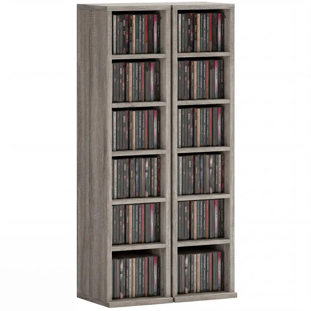 Lot d'Étagères Colonnes Armoire de Rangement CDDVD Compartiments X X Cm Capacité CD Gris