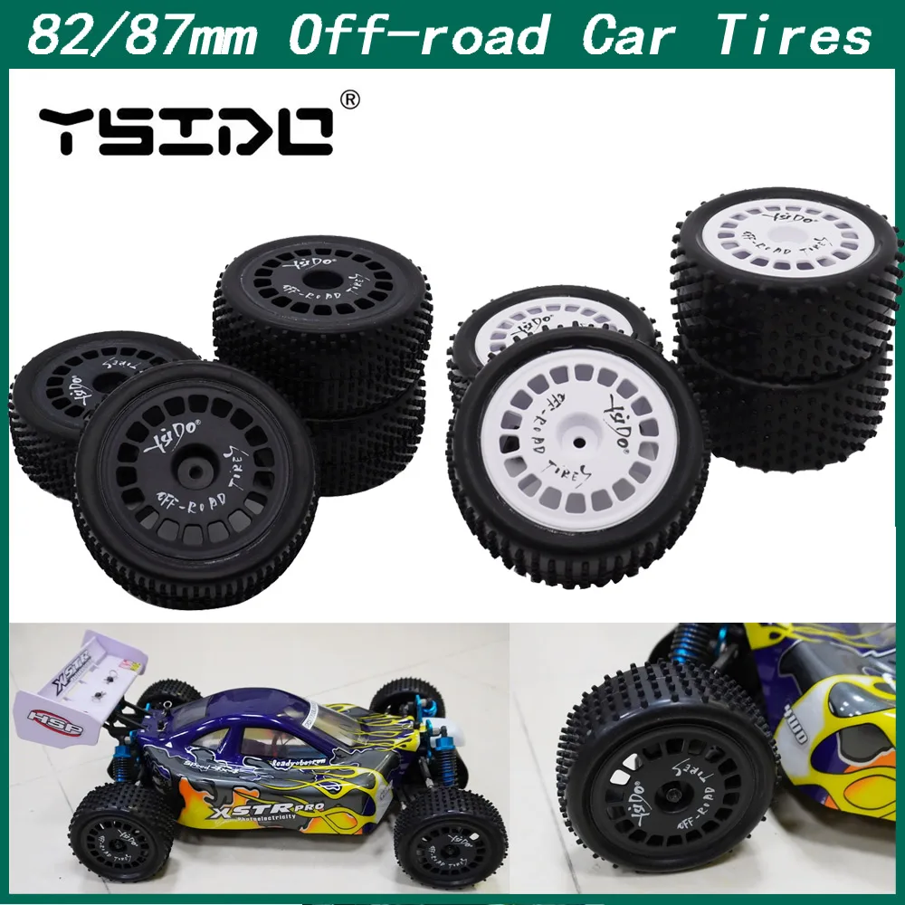 4 pezzi YSIDO 82/87mm pneumatici anteriori posteriori fuoristrada per HSP Wltoys HPI Redcat Traxxas Axial Tamiya TT02B 1/10 1/12 RC Auto da corsa