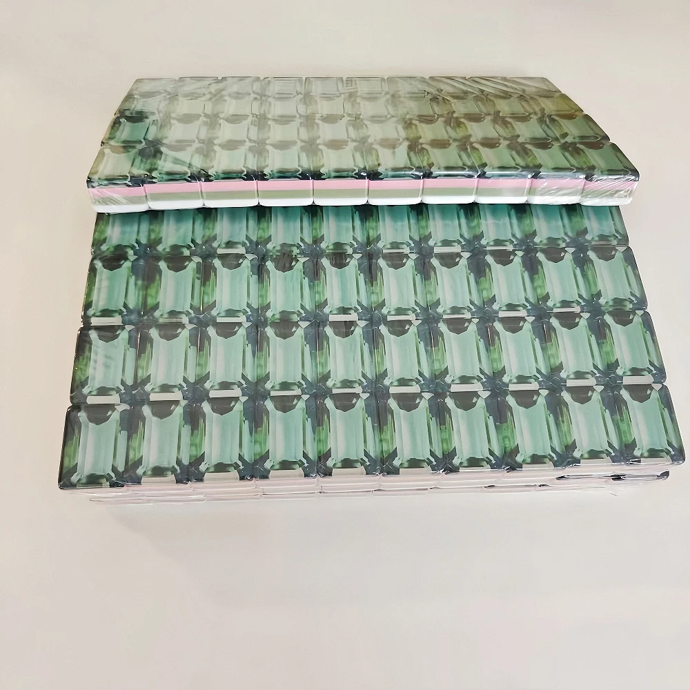 

Custom Luxury Engraved American Mahjong Set 4-Layer Acrylic Green Diamond Mahjong Tiles Board Games for Family Party Game Gifts