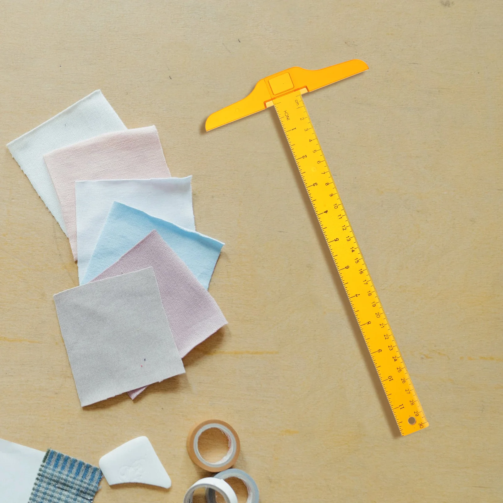 

2Pcs T-shaped Ruler Clear Soft School Measuring Drafting Office Plastic T-Square Inch Centimeter Drawing Supplies
