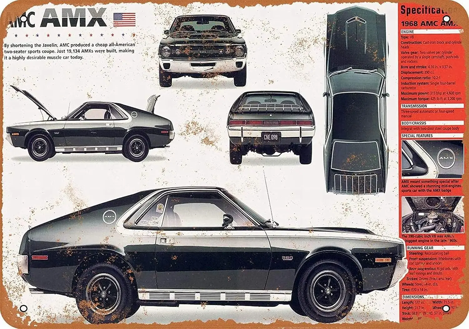 لافتة معدنية - Amc Amx - ديكور حائط عتيق لديكور المنزل