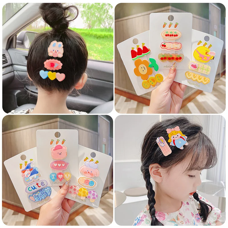 2/3 Pcs/Set Children Cute Animal Cartoon Carrot Ornament Hair Clips Baby Girls Alloy Barrettes Hairpins Kids Hair Accessories