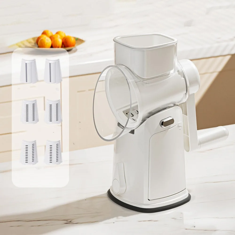 

Manual Hand-Crank Vegetable Slicer Non-slip Suction Bas Detachable Kitchen Scraper Household 6/10 Blades Rotary Cheese Grater