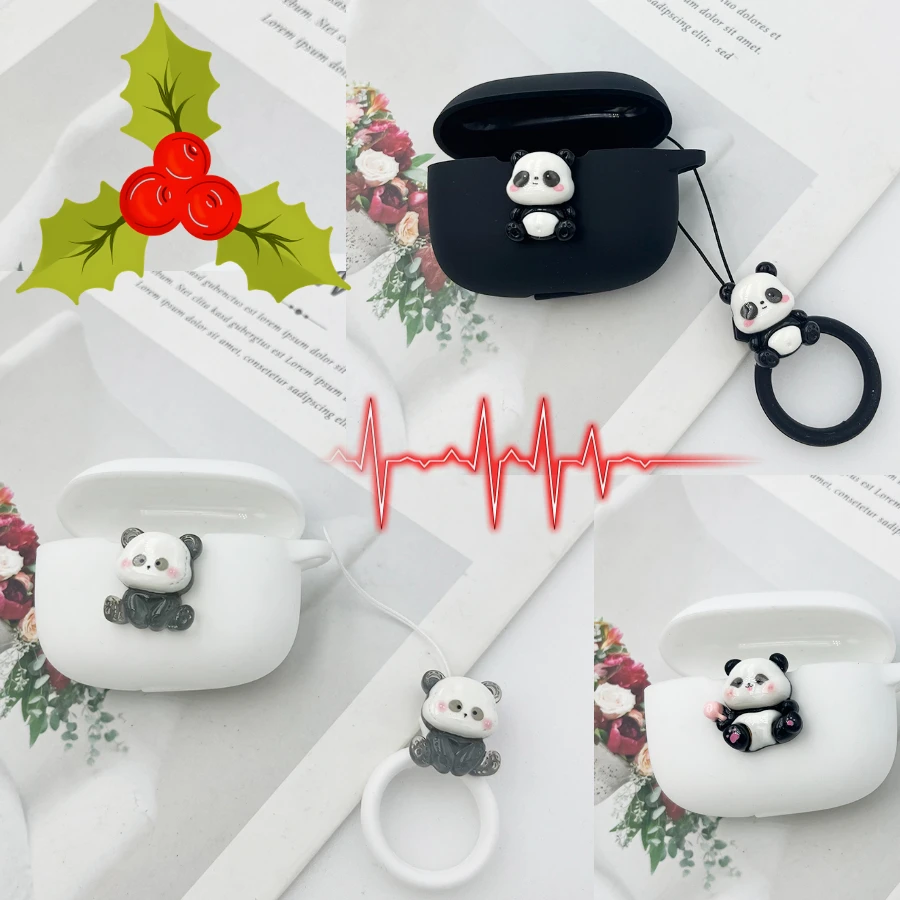 cute panda Earphone Cover For moto buds+ Case Silicone Shockproof case for moto buds case fundas