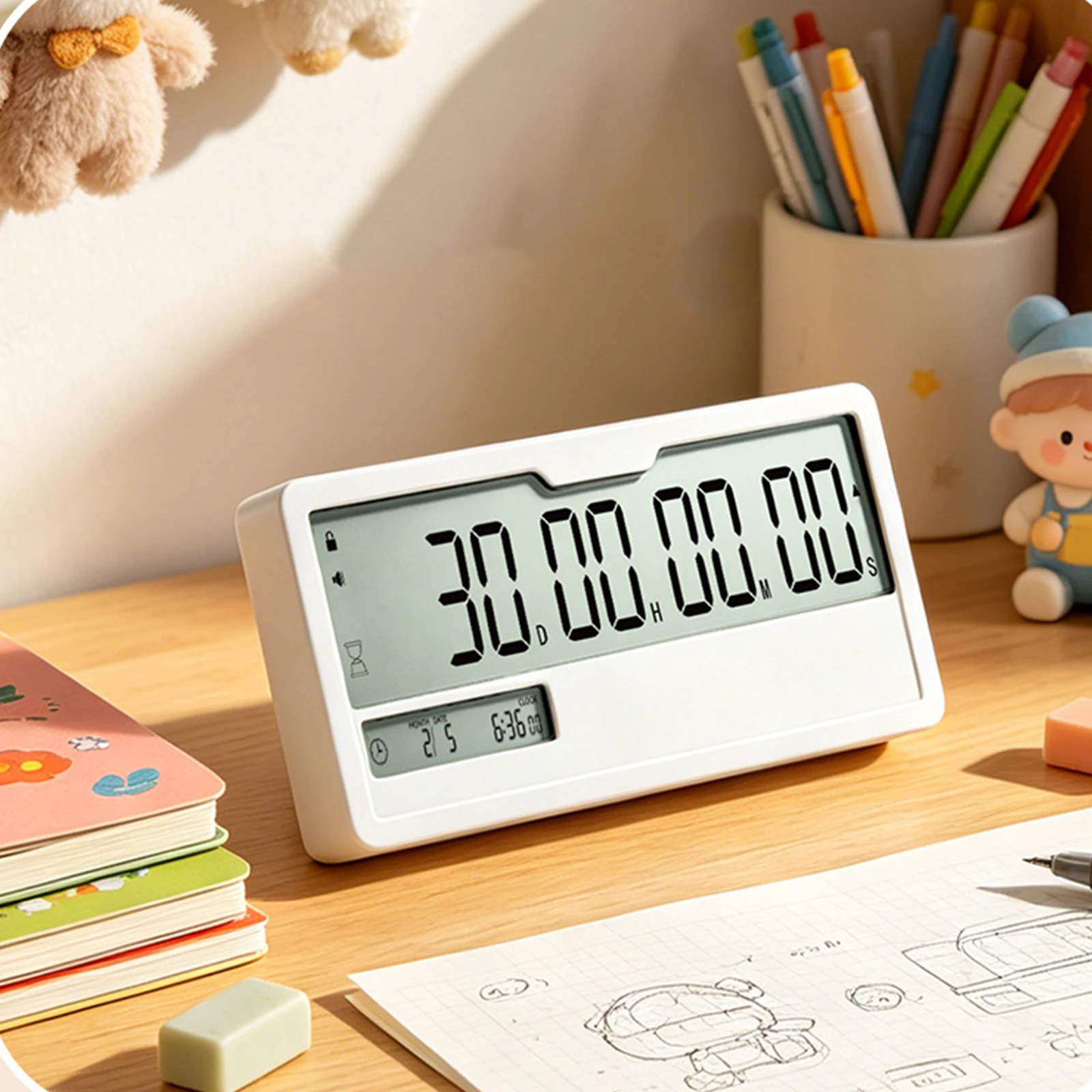 Day Countdown Electronic Timer with Stand Magnetic Target Time Clock Slim Digital Alarm Clock for Home Office Desktop Decor